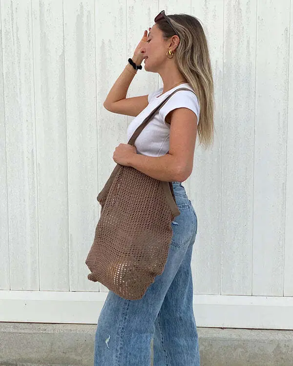 Alternative view of Net Market Bag Taupe | Sand Cloud