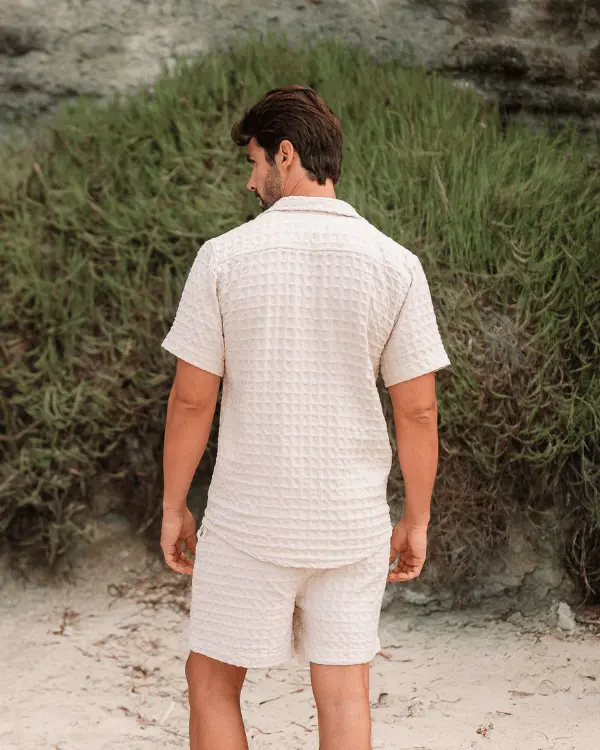 Orb Button Down Waffle Shirt - Sand - Mens | Sand Cloud - Image 6