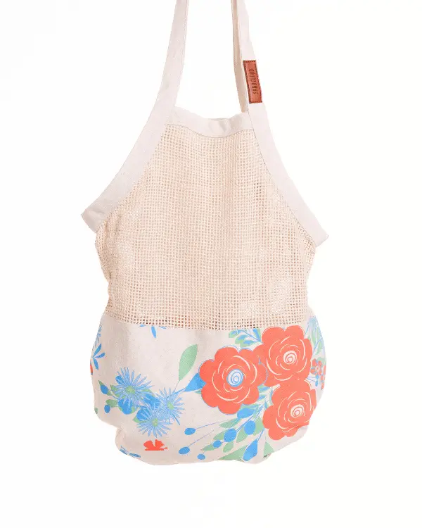 Flower Bunch Printed Net Market Bag | Sand Cloud - Image 5