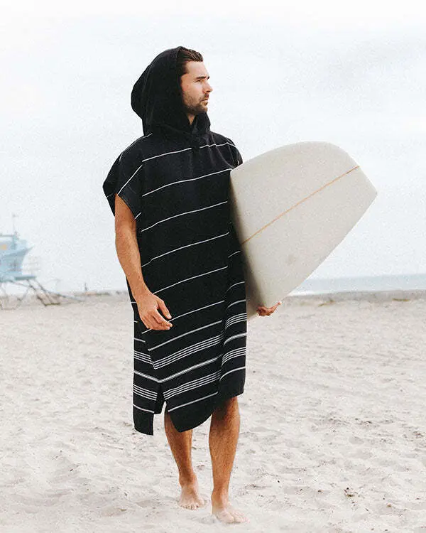 Alternative view of Classic Stripe Hooded Poncho Black | Sand Cloud