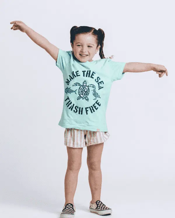 Alternative view of Make The Sea Trash Free Kids Tee - Soft Mint | Sand Cloud