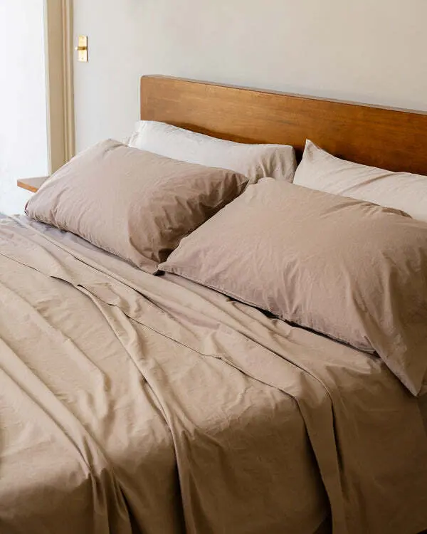Signature Percale Solid Pillowcase Set Beige | Sand Cloud