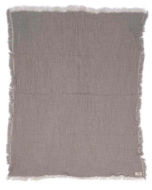 Little Fishies Gauze Receiving Blanket - Grey | Sand Cloud - Image 3