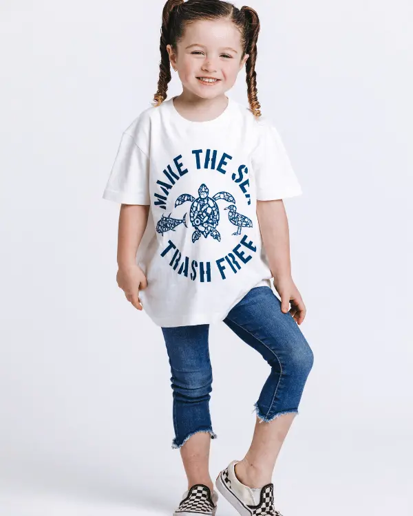 Make The Sea Trash Free Kids Tee - White | Sand Cloud