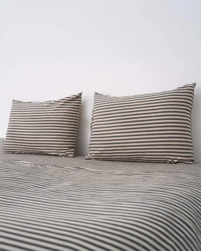 Classic Micro Twill Stripe Melange Pillowcase Set Steel Grey | Sand Cloud - Image 6