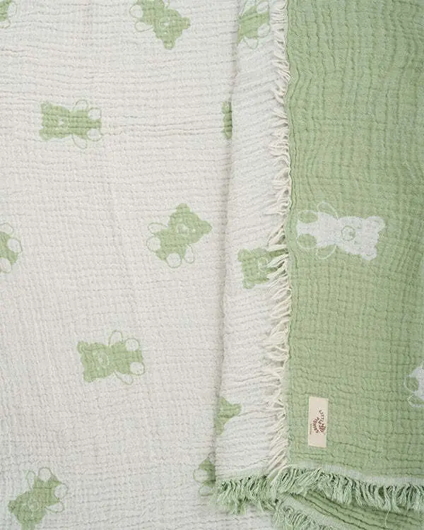 Teddy Gauze Receiving Blanket with Pouch | Sand Cloud - Image 3