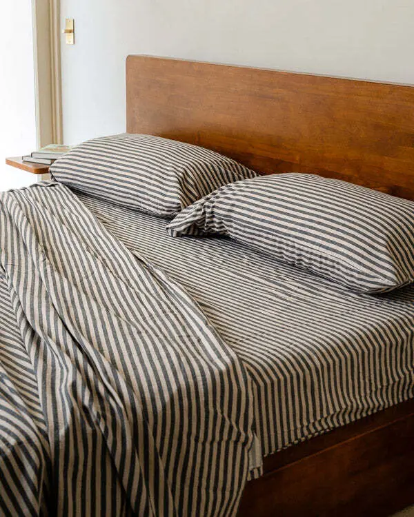 Alternative view of Classic Micro Twill Stripe Melange Sheet Set Steel Grey | Sand Cloud